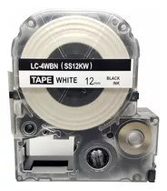 Fita Lc-4wbn Para Rotulador Epson Lw-300 Lw-400 Lw-600 12mm Cor Letra Preta / Fita Branca