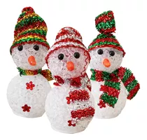 6 Muñecos De Nieve Con Luz Led Decoración Navidad Adornos