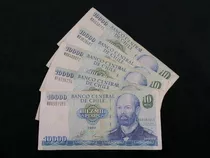 Billete De Diez Mil Pesos Año 2002, Chile. 