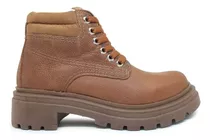 Bota Borcego Acordonado Cuero Mujer Plataforma Savage Ms 20