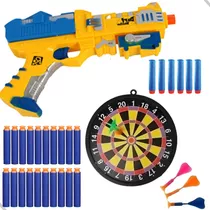 Kit Presente Pistola Lança Dardos Similar Nerf E Jogo Alvo