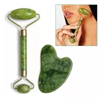 Masajeador Facial Rodillo De Piedra Jade Y Gua Sha Antiedad