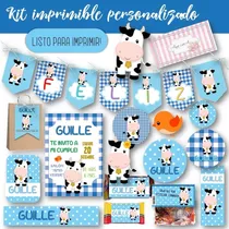 Kit Imprimible Vaquita Mod.3 Personalizado Candy Granja