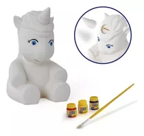 Alcancía Infantil Para Pintar Lavable Con 3 Pinturas Pincel