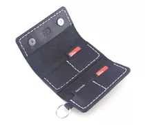 Porta Cartão Memória Couro Para 4 Sd-cards E Fecho Magnético