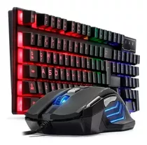 Kit Teclado Gamer Semi Mecanico Led Rgb E Mouse Gamer Pc Ps4