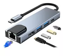 Adaptador Hub Delta 4x1 Usb-c A Usb 3.0 + Hdmi + Usb-c + Lan