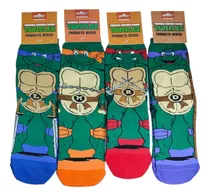 Pack X4 Medias 3/4 Las Tortugas Ninja Licencia Oficial Nick