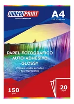 Papel Ameriprint A4 X20 150g Fotográfico Adhesivo Glossy Color Blanco