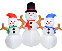 Inflable Navidad 3 Muñecos Nieve 2.30m Exterior Luz Led Color Multicolor