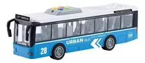 Ônibus Miniatura Fricção Som Luz E Abre Portas 28cm Azul