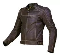 Campera Moto Cuero Vintage Retro Marron Proteccion Proskin