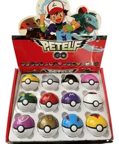 Caja De 12 Mini Pokebolas Pokémon Con Minifiguras