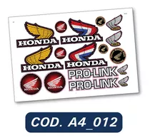 Plancha A4 Calcos Etiquetas Honda Logo Alas Vintage Xr Xl Cr