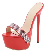 En Stock Abfa Shop Talla 35 Zapatos Brillos Plataforma Rojo