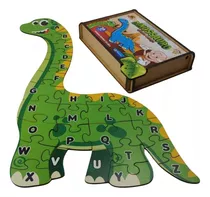 Quebra Cabeça Dinossauro Brinquedo Educativo Alfabeto Em Mdf