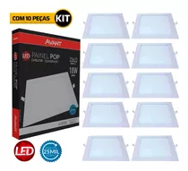 Kit 10 Painel Plafon Led 18w Quadrado Embutir Luminária Cor Branco Frio