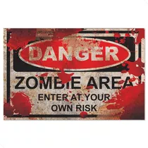 Quadro Decoração Halloween Zombie Zone Terror Brincando 5073