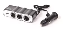 Alargue Con Usb + 3 Encendedores Negro 12v/24v Auto Camion