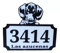 Placa Perro Cartel Direccion - Calle Numero - Plastico 20x18