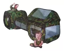 Barraca Toca Tunel 3x1 Infantil Militar Camping Lazer  