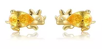 Mini Aros Dinosaurio Triceratop Baño De Oro 18k