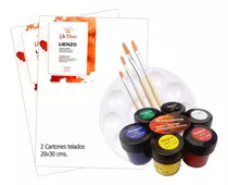 Kit De Arte Para Niños Témperas Pinceles Lienzos.