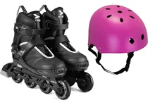 Promo Rollers Patín Profesional Abec7 33-36 + Casco Rosado S