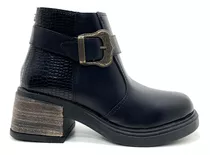 Bota Botineta Baja Mujer Dama Taco Hebilla Moda Mh 310