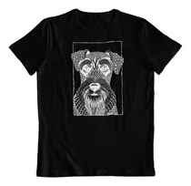 Dtf - Polera Algodon - Perro Schnauzer Miniatura Art En B/n