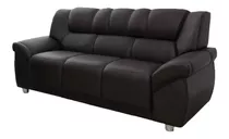 Sillon 3 Cuerpos Sofa Córdoba Pu Marrón Color Negro Diseño De La Tela Liso