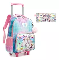 Mochila Con Carro Unicornio + Cartuchera De Regalo Oferta