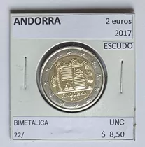 Monedas Mundiales : Andorra  2 Euros  Año 2017 Escudo
