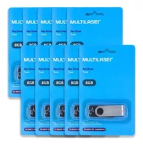 Kit 10 Pendrive 8gb Twist Usb Preto Multilaser Pd587 Atacado