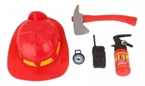 Set Casco Rojo De Bombero Con Accesorios 