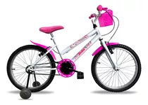 Bicicleta  De Passeio Infantil Rossi Bella Aro 20 1v Freios V-brakes Cor Branco/rosa Com Rodas De Treinamento