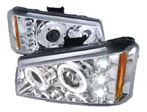 Faros De Lupa + Led Cromados Chevrolet Silverado 2003 - 2007