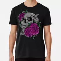 Remera Caveira Flor Algodon Premium