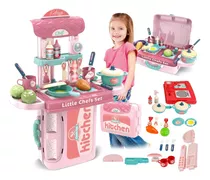 Cozinha De Brinquedo Completa Infantil Kit Maleta Chef Toys Cor Rosa