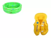 Piscina Inflable + Chaleco Salvavidas Plástico Bebe 80x35cms