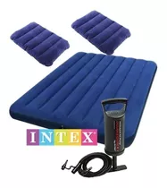 Colchon Inflable Intex + Bomba Inflador + 2 Almohadas