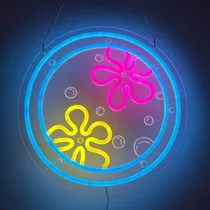 Letrero Neon Diseño Flor Buey Para Decoracion Pared Mar Mano