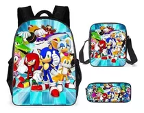 Mochila Escolar Sonic Tres Piezas For Primary Color Negro9