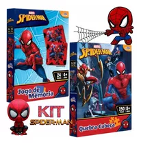 Kit 2 Unid. Super Quebra Cabeças + Jogo Memória Homem Aranha