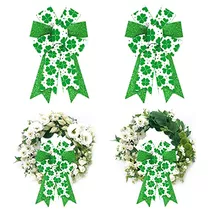 2pcs St. Patrick's Day Bows For Wreaths, St Patrick's W...