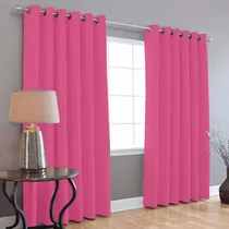 Cortinas Blackout Melocotton - Color Fucsia - 275cm De Ancho X 215cm De Alto En 2 Páneles - Aislamiento Térmico , Reduce El Ruido Exterior , Cortinas Opacas Con Ojales , Lavable En Casa