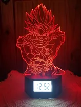 Goku Y Vegeta Lámpara Led 3d Reloj Alarma Dragon Ball Z