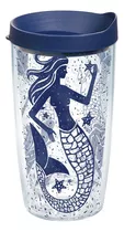 1199002 Vaso Vintage Collage Sirena Con Envoltura Y Tapa Azu