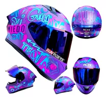 Casco Moto Mujer Biker Ich Morado Orale Dot Integral Mica