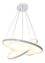 Lustre Led Moderno Pendente Anéis Led 89w 3 Arcos Prata